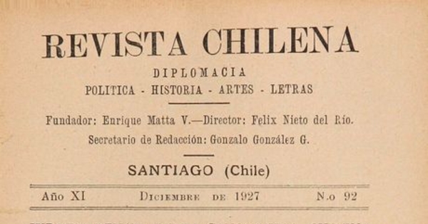 Revista chilena: año 11, número 92, diciembre de 1927