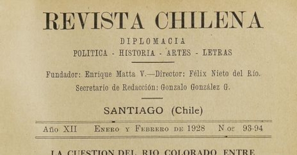 Revista Chilena. Año 12, número 93-94, enero-febrero de 1928