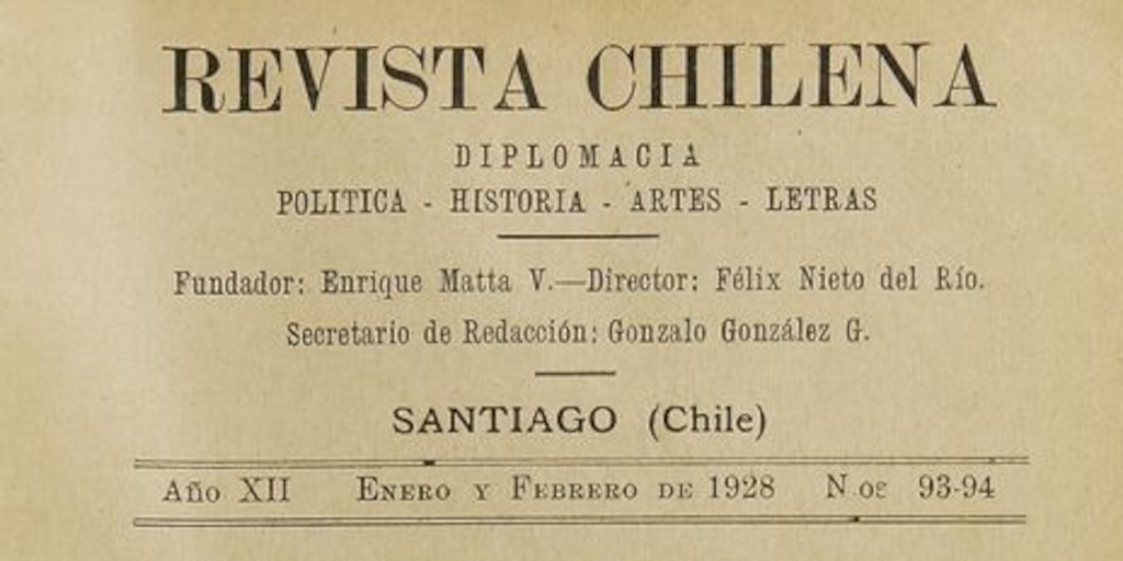 Revista Chilena. Año 12, número 93-94, enero-febrero de 1928