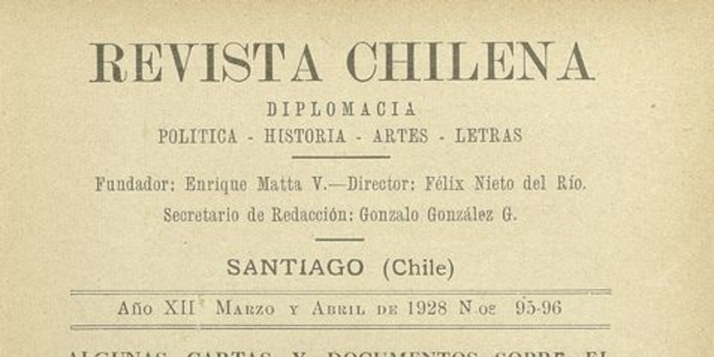 Revista chilena: año 12, números 95-96, marzo-abril de 1928