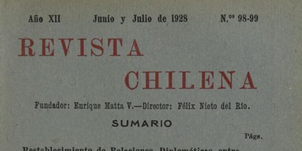 Revista chilena: año 12, números 98-99, junio-julio de 1928