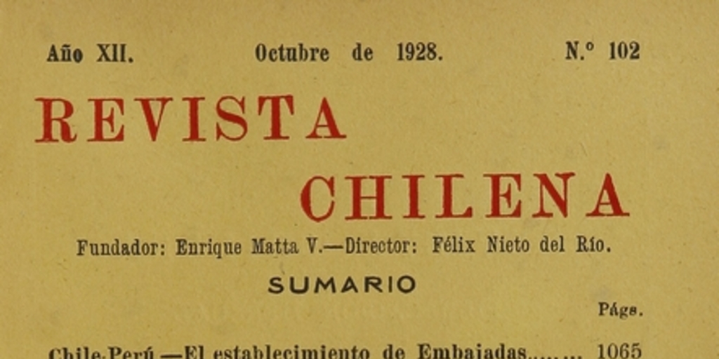 Revista Chilena. Año 12, número 102, octubre de 1928