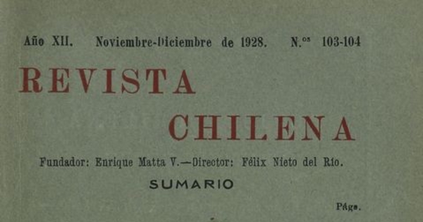Revista chilena: año 12, números 103-104, noviembre-diciembre de 1928