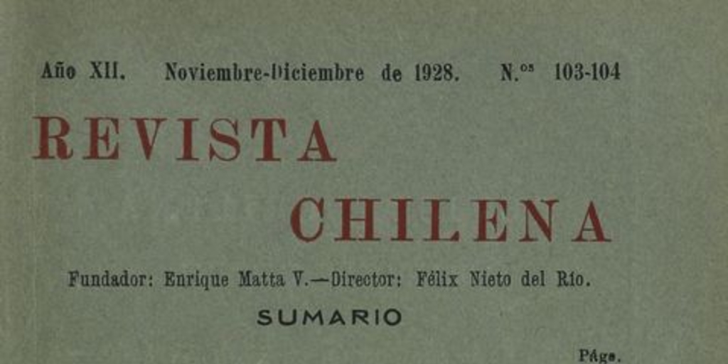 Revista chilena: año 12, números 103-104, noviembre-diciembre de 1928
