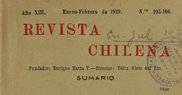 Revista chilena: año 13, números 105-106, enero-febrero de 1929