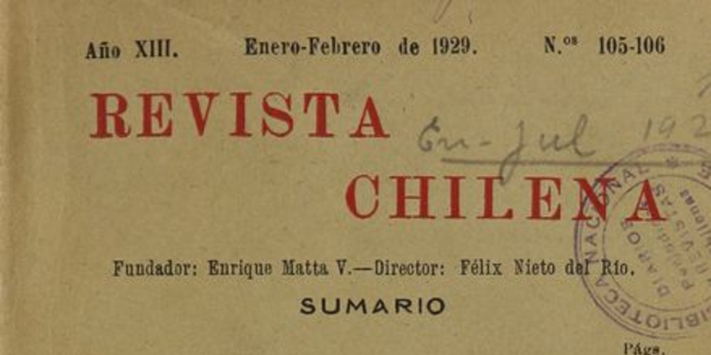 Revista chilena: año 13, números 105-106, enero-febrero de 1929