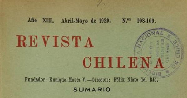 Revista chilena: año 13, números 108-109, abril-mayo de 1929