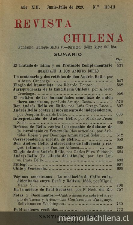 Revista chilena: año 13, números 110-111, junio-julio de 1929