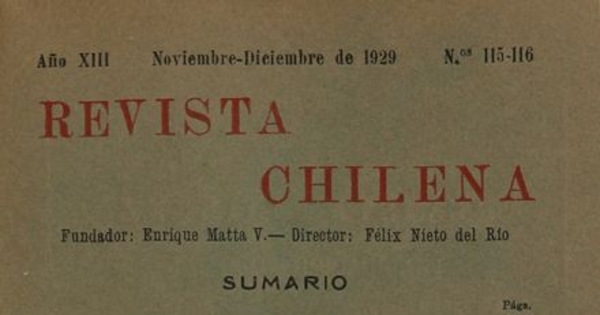 Revista chilena : año 13, números 115-116, noviembre-diciembre de 1929