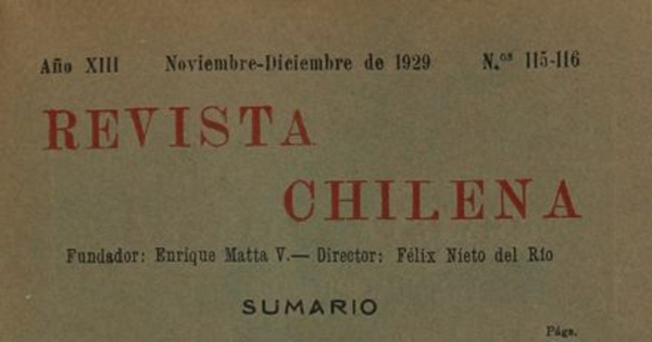 Revista chilena : año 13, números 115-116, noviembre-diciembre de 1929