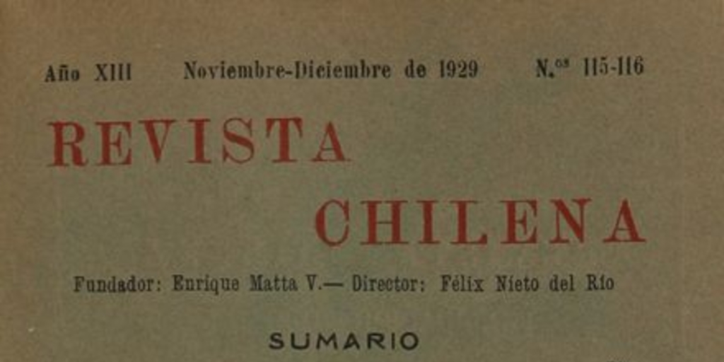 Revista chilena : año 13, números 115-116, noviembre-diciembre de 1929