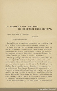 La reforma del sistema de elección presidencial