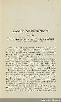 Algunas consideraciones sobre el continente sudamericano y sus condiciones para la vida económica