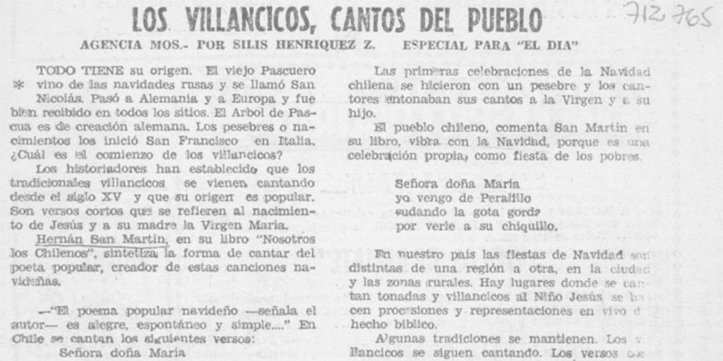 Los villancicos, cantos del pueblo