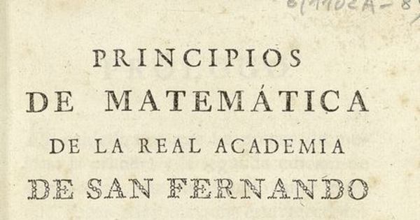 Portada de Principios de matemáticas de la Real Academia de San Fernando