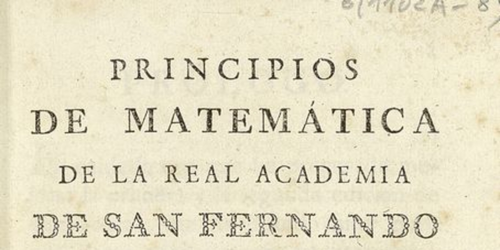 Portada de Principios de matemáticas de la Real Academia de San Fernando