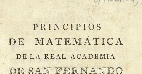 Portada de Principios de matemáticas de la Real Academia de San Fernando, volumen 2