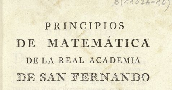 Portada de Principios de matemáticas de la Real Academia de San Fernando, volumen 3
