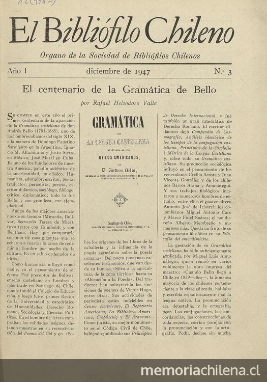 El Bibliófilo chileno: año 1, número 3