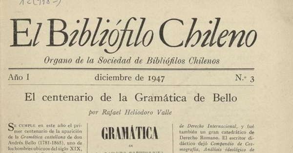 El Bibliófilo chileno: año 1, número 3