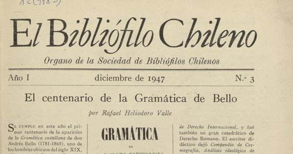 El Bibliófilo chileno: año 1, número 3