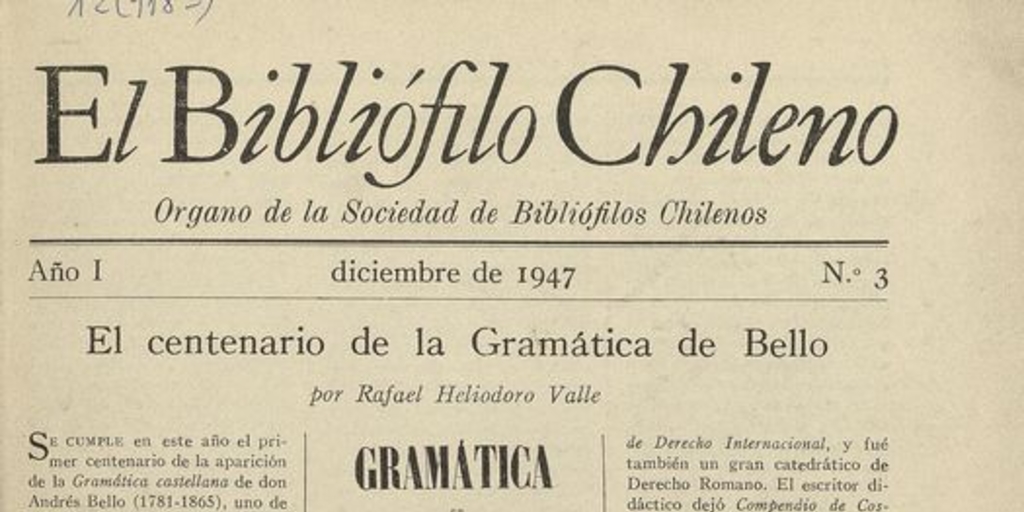El Bibliófilo chileno: año 1, número 3