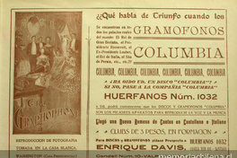 Anuncio publicitario de Gramófonos Columbia