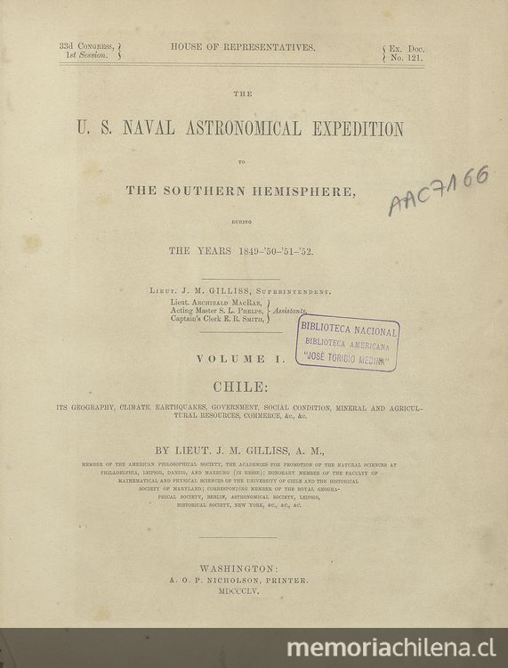 The U.S. naval astronomical expedition to the southern hemisphere during the year 1849-'50-