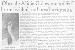 Obra de Alicia Galaz enriquece la actividad cultural ariqueña