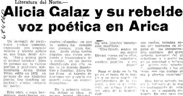 Alicia Galaz y su rebelde voz poética en Arica