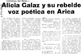 Alicia Galaz y su rebelde voz poética en Arica