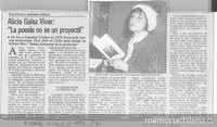 Alicia Galaz Vivar, "La poesía no es un proyectil"