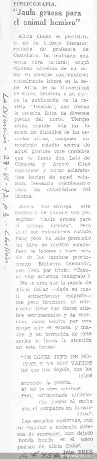 "Jaula gruesa para el animal hembra"