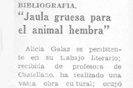 "Jaula gruesa para el animal hembra"