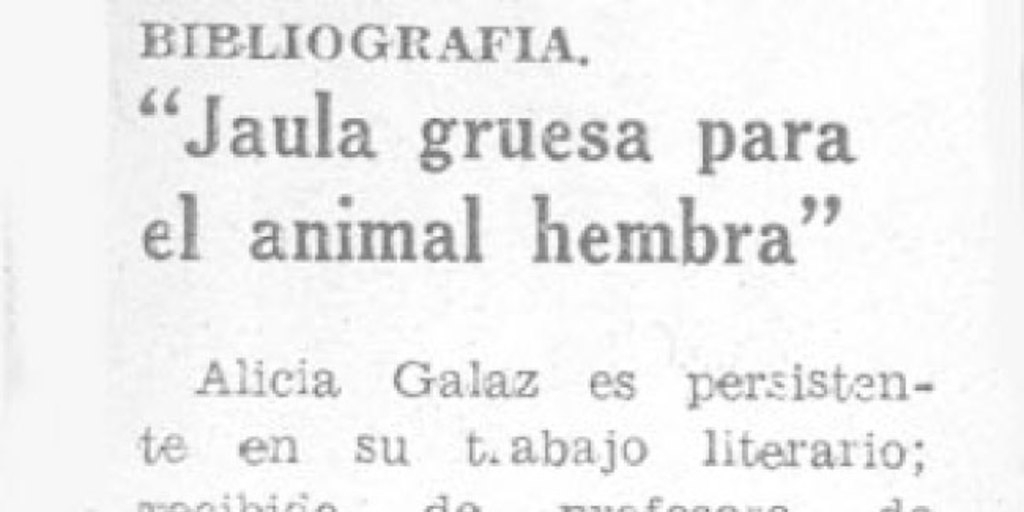 "Jaula gruesa para el animal hembra"