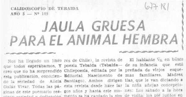 Jaula gruesa para el animal hembra