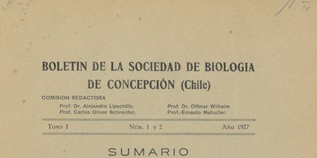 El experimento de la hiperfeminización de Steinach. Boletín Sociedad de Biología de Concepción (Chile) Tomo 1. 1927