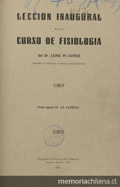 Memoria del director :año 1931 /del Instituto de Fisiología de la Universidad de Concepción ; prof. Alejandro Lipschütz.