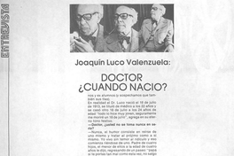 Doctor ¿cuándo nació? Noticias, nº 44. Santiago, mayo 1981