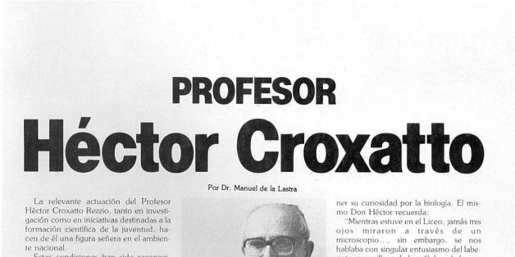 Profesor Héctor Croxatto