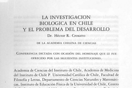 La investigación biológica en Chile y el problema del desarrollo