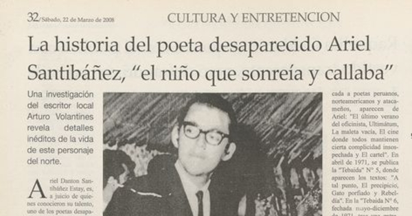 La historia del poeta desaparecido Ariel Santibáñez, "el niño que sonreía y callaba"