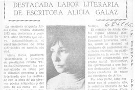 Destacada labor literaria de escritora Alicia Galaz