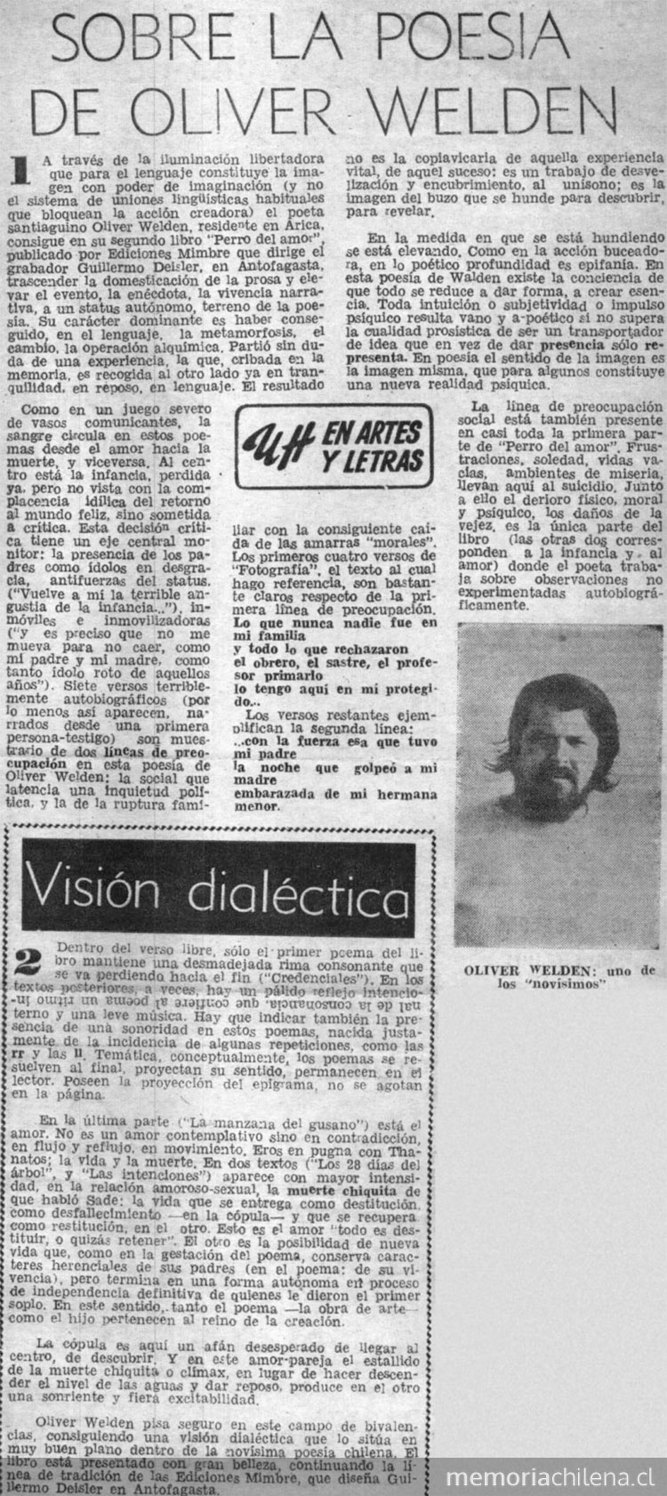 Sobre la poesía de Oliver Welden