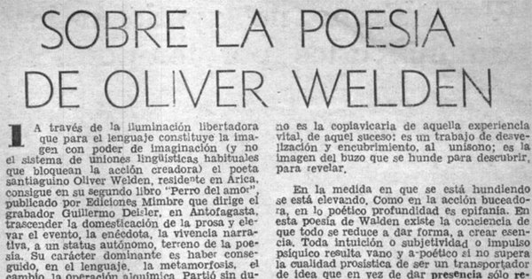 Sobre la poesía de Oliver Welden