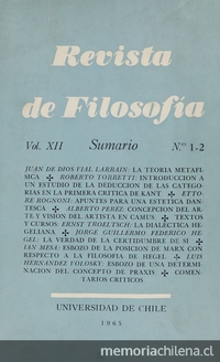 Revista de filosofía Vol.11:no.1/2 (1965:sept.)