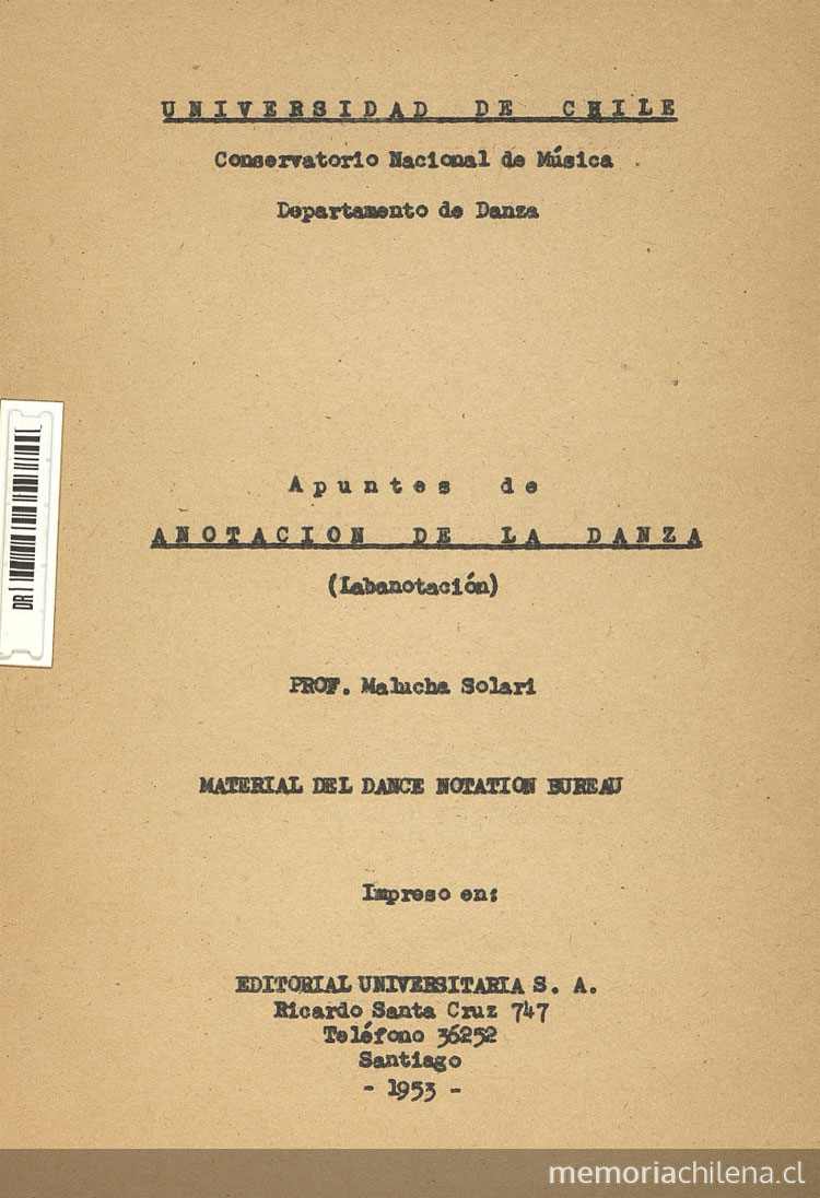 Apuntes de anotación de la danza : (Labanotación)