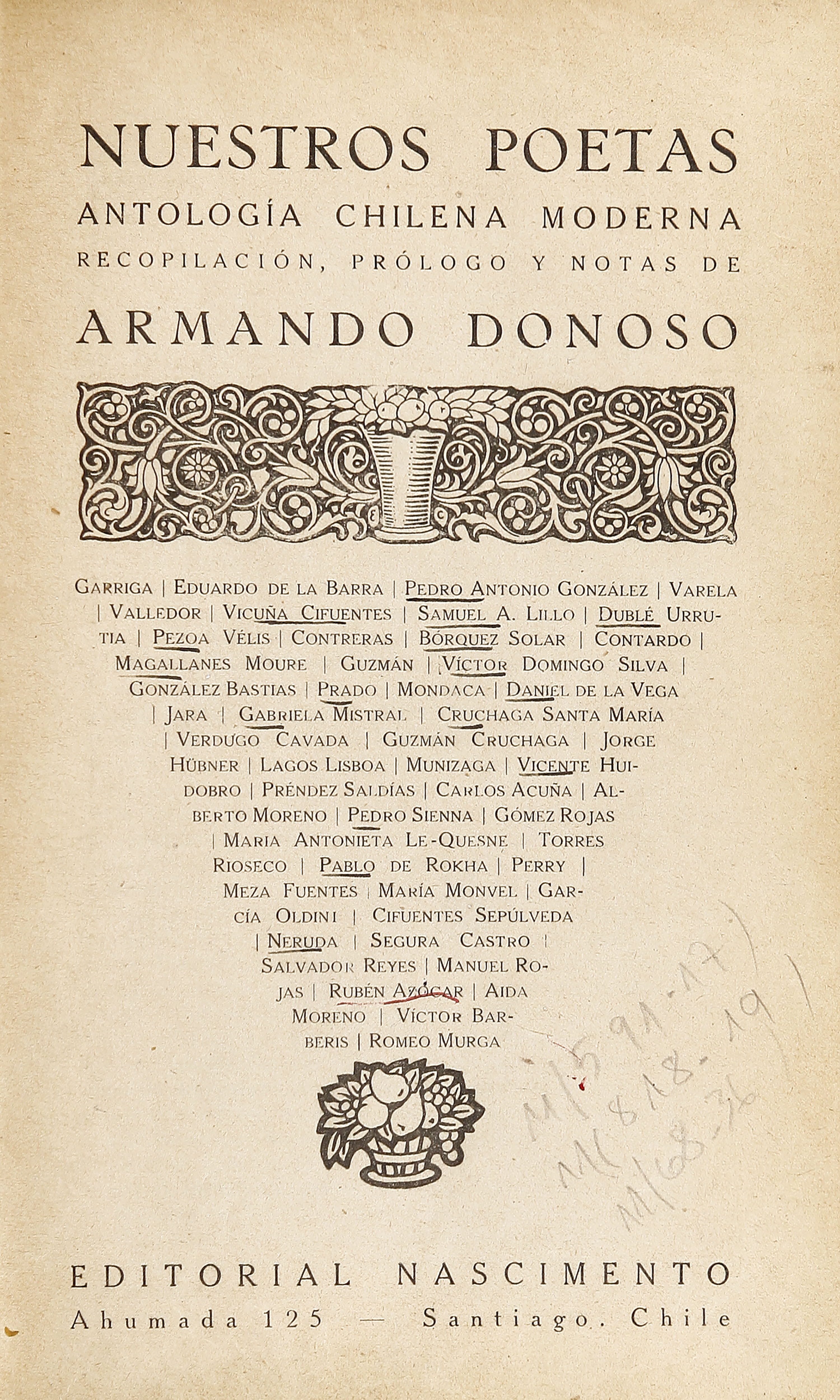 Nuestros poetas :antología chilena moderna Nuestros poetas :antología chilena moderna