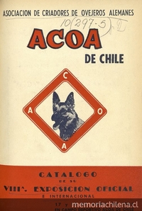 Cubierta de Catálogo de la 8a. Expocición Oficial e Internacional : celebrada los días 17 y 18 de Abril de 1965 / Acoa de Chile