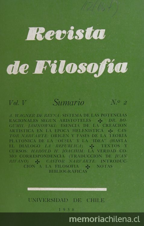 Revista de filosofía Vol.5:no.2 (ago. 1958)